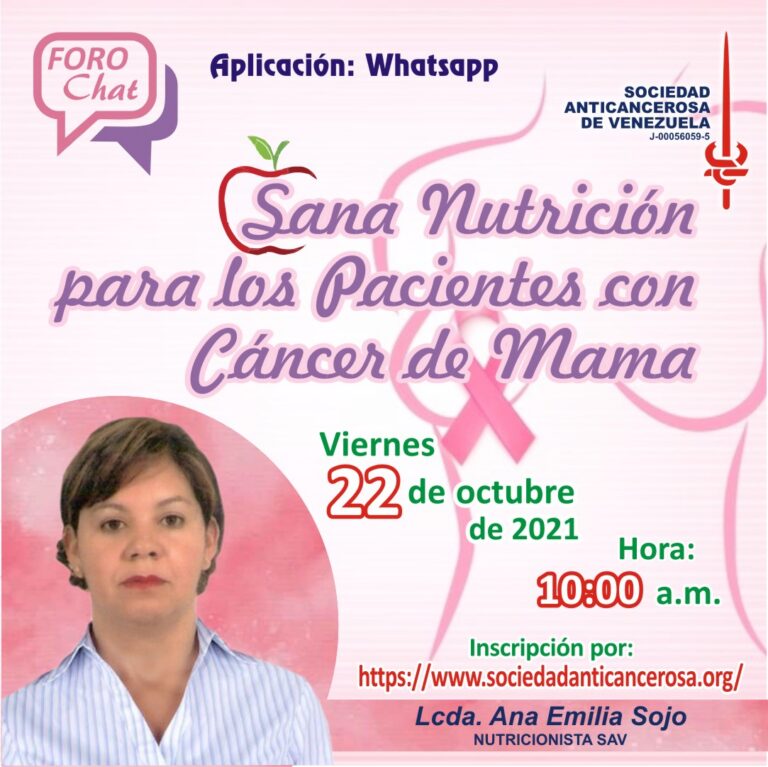 Lee más sobre el artículo Forochat sobre nutrición para pacientes con cáncer de mama