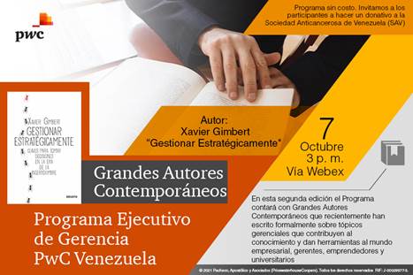 Lee más sobre el artículo Xabier Gimbert en el Programa Ejecutivo de Gerencia PwC Venezuela a beneficio de la SAV